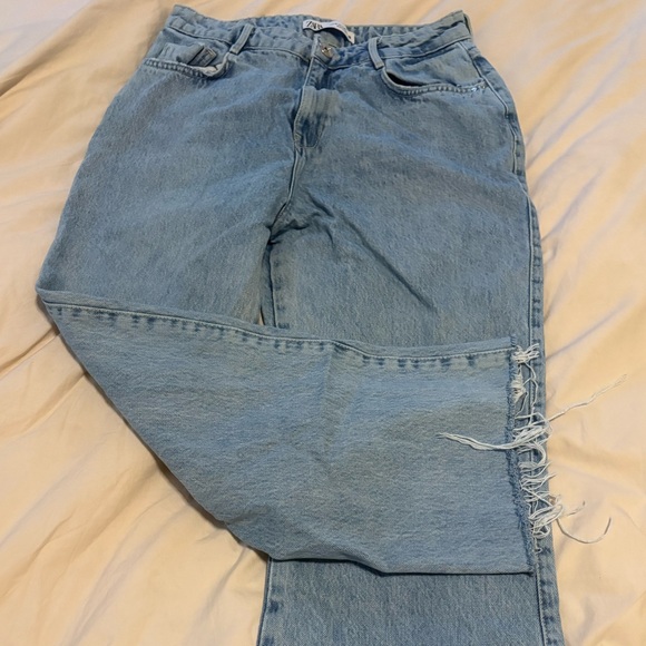 Zara Light Blue Straight Leg Jeans - Picture 1 of 6